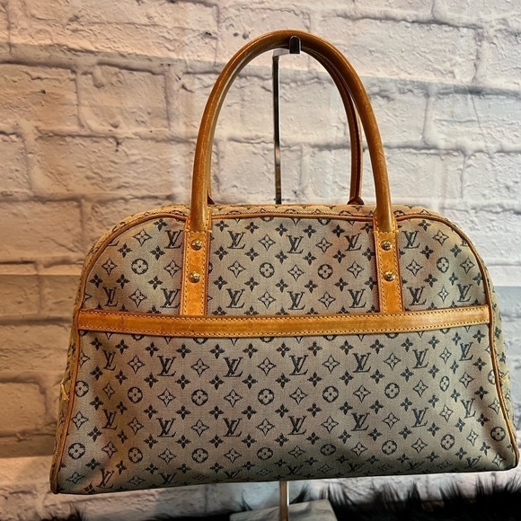 LOUIS VUITTON Blue Monogram Mini Marie Mini Lin Boston Bag - Picture 1 of 14